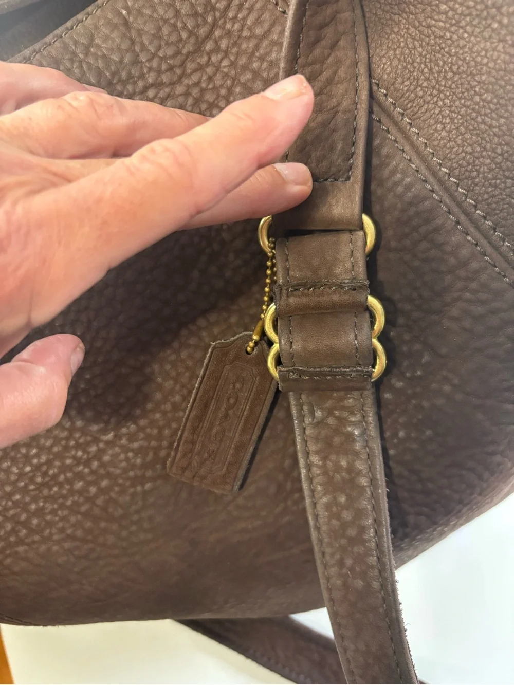 Coach Dark Brown Pebbled Leather Hobo Bag